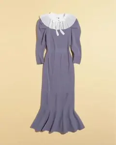 SNIDEL プリーツカラーニットワンピース　BLU