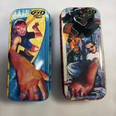 アメリカン雑貨ストリート系(サーフィン・スケートボード)ブリキケース2点セット