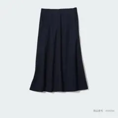 UNIQLO コットンフレアミディスカート　ネイビー