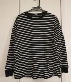 ZARA 黒と白のストライプ長袖カットソー XL