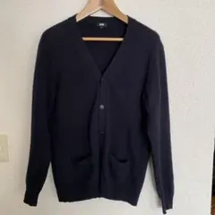 ユニクロ プレミアムラムVネックカーディガン L ネイビー　紺　メンズ