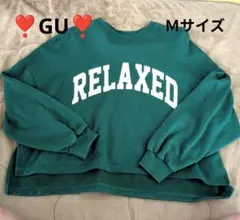 GU❣️ダークグリーン クルーネック トレーナーＭサイズ