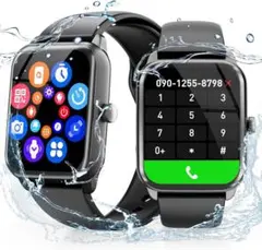 ○スマートウォッチ Bluetooth5.4 通話 1.96インチ 防水 黒