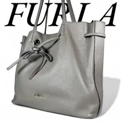 フルラ トートバッグ レザー 肩掛け A4収納可能 リボン 巾着