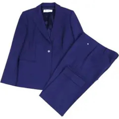 【美品】MaxMara 白タグ ストレッチ ネイビー パンツスーツ 46 XXLのサムネイル