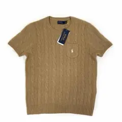 ポロラルフローレン 半袖ケーブルニット セーター ポニー タグ付き ベージュ M