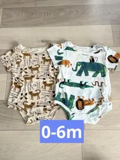 0-6month アニマル柄　半袖ロンパース
