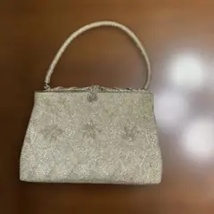 パーティーバッグ　シルバー　ラメビーズ細工