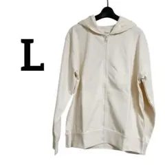 ⚫️【L】オフホワイト　ジップアップパーカー　メンズ　シンプル　おしゃれ　白
