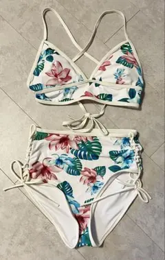 ALEXIA STAM ビキニ上下セット ハイウエスト グリーン×ホワイト 美品