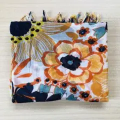 ストール 160×95 大判 薄手 花柄 フリンジ付き