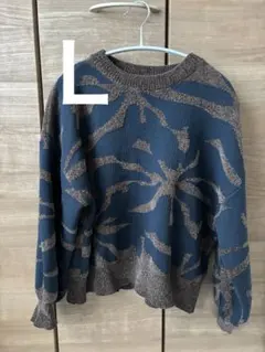 抽象模様ニットセーター Lサイズ