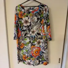 ZARA BASIC フラワープリント 五分袖チュニック L