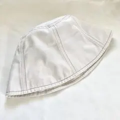 白　ホワイト　バケットハット　帽子　シンプル　コットン　綿