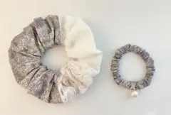 122)ハンドメイド　リバティ　シュシュ２個　ペブル