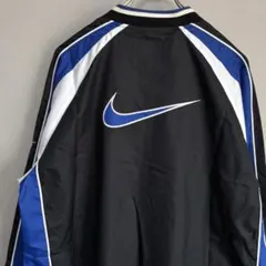 美品 白青黒 ナイキ NIKE ピステ ナイロンジャケット XXL ロゴ刺繍