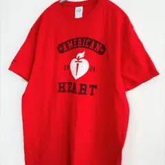 DELTA アメリカ心臓協会 半袖プリントTシャツ L レッド 赤 古着