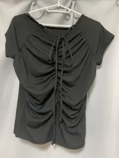 フロントシャーリング 半袖Tシャツ ブラックのサムネイル