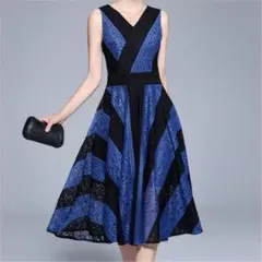 レースワンピース 結婚式二次会 青