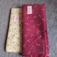 生地セット 赤地トンボ柄・花柄 110x100・110x49