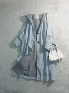 美品】BEARDSLEY ビアズリー ウエストギャザー コート グレージュ