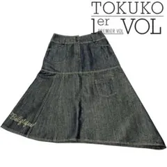 TOKUKO デニムスカート　ラメ　トクコプルミウェヴォル　刺繍　アシンメトリーのサムネイル