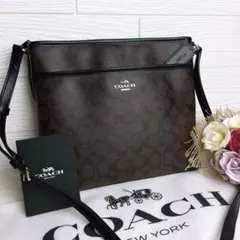極美品☆COACHコーチ ショルダーバッグ ブラウン ブラック レザー