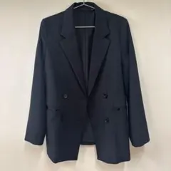 【GU】ダブルブレストテーラードジャケット ブラック M