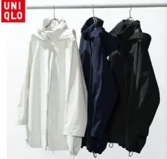 【新品タグ付】ユニクロ ブロックテックハーフコート ネイビー Mサイズ 2way