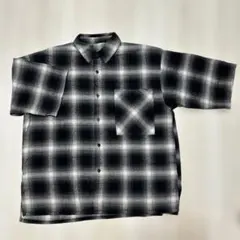 ブラック×ホワイト オンブレチェック 半袖シャツ