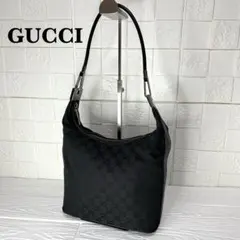 ✨極美品✨☘️GUCCI☘️✨ワンショルダー✨GG柄✨キャンバスレザー✨ブラック✨