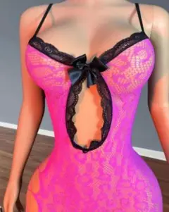 ローズレッド・レースドレス・ワンサイズ