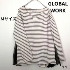 【GLOBAL WORKグローバルワーク】ストライプトップス　 M　オーガンジー