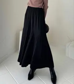 GeeRAジーラ マーメイド フレア ロングスカート ブラック LLのサムネイル