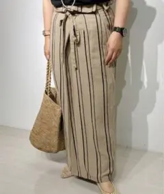 B:MING by BEAMS / 麻混 ストライプ スカート