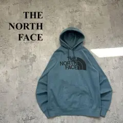 希少カラー ノースフェイス（M相当）ビックロゴパーカー＊裏起毛＊くすみブルー
