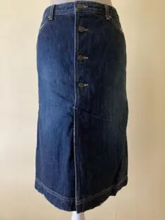 デニムスカート　膝下　インディゴ