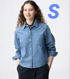 GU　デニムショートシャツ　S