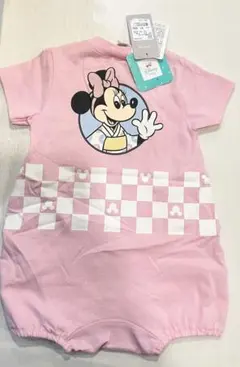 新品 ミニーちゃん ベビー 半袖 ロンパース 80cm 綿100% 夏 ピンク