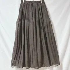 ショコラフィネローブ プリーツロングスカート ダークブラウン レオパード柄