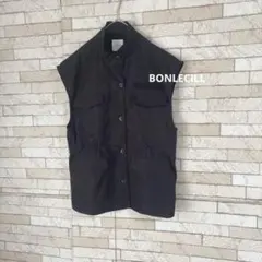 BONLECILL オーバー ミリタリー ベスト レディース ドロスト ブラック