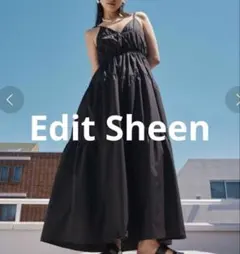 Edit Sheen バックリボン ギャザー キャミワンピースティアード