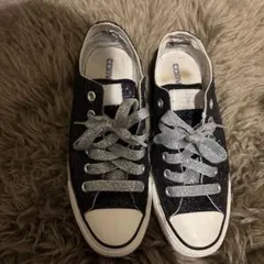 CONVERSE 24cmオールスターグリッターブラックスニーカーレディースラメ