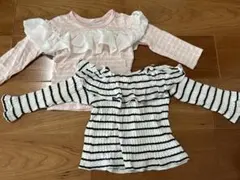 フリル付き長袖Tシャツ2点セット 90サイズ