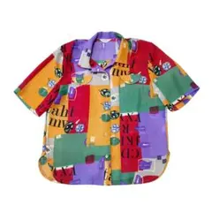 ヴィンテージ 派手 柄シャツ アートデザイン 個性的 カラフル レトロ バブル