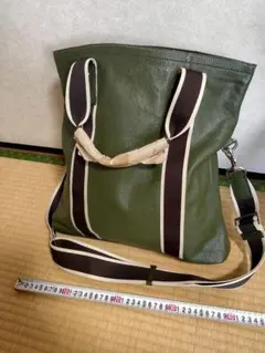 【送料無料】COACH 本革 オリーブグリーン トートバッグ