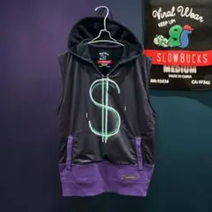 y2k "SLOWBUCKS TV" ネオンダラーデザインフードベスト Mのサムネイル