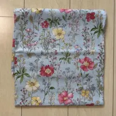 綿麻キャンバス　ブルー　ボタニカル　フラワー　コットンリネン