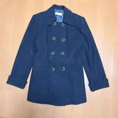 ダークブルー ダブルブレスト ロングコート