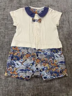 ベビーロンパース 半袖 襟付き 70cm 綿100% 日本製